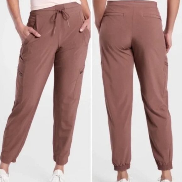 Size 24, 26 (3X) - ATHLETA - Venture Pant Hero Pants Mauve Brown Drawstring NEW - Picture 3 of 3